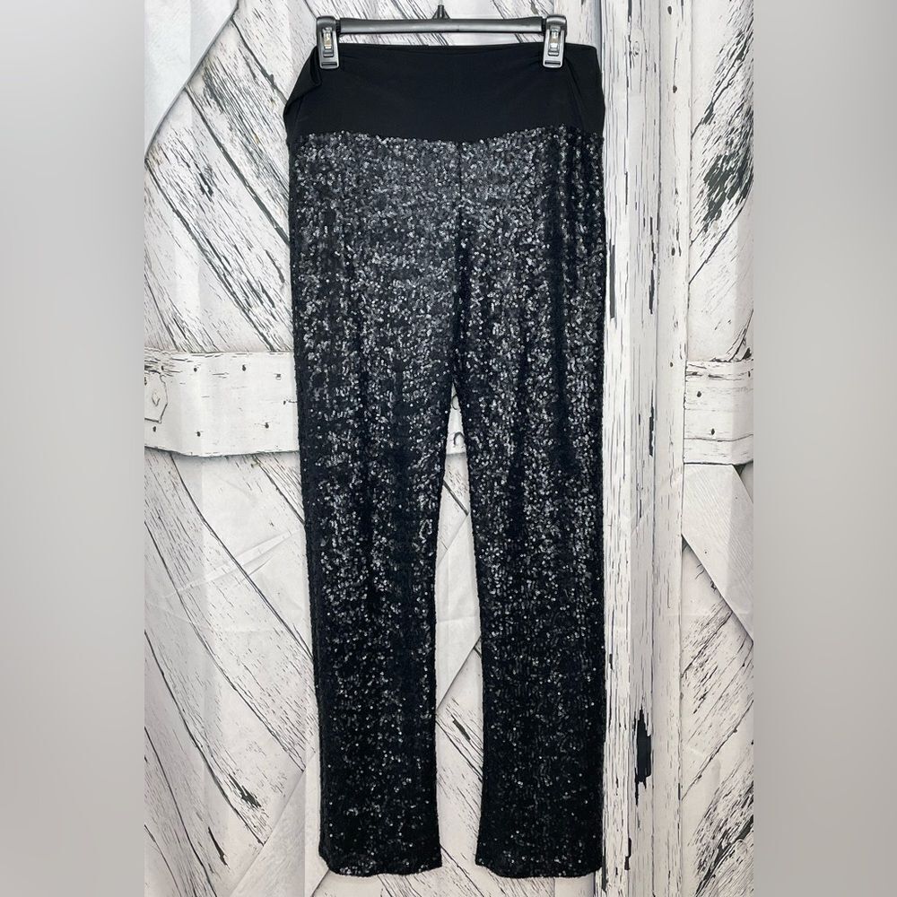 JULIAN CHANG Sequin Pants Pull-on Black Size L
